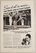 1938 Print Ad Cine-Kodak Eight Movie Cameras Man & Ladies Shuffleboard Ship - $15.28