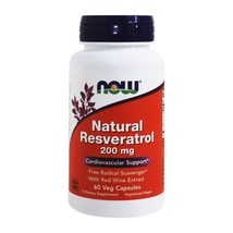 NOW Foods Resveratrol Natural Mega Potency 200 mg., 60 Vegetarian Capsules - £15.62 GBP