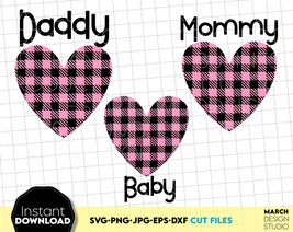 Daddy SVG, Mommy SVG, Baby SVG, Heart Shape Svg, Heart Svg, Valentine Family Svg - £3.73 GBP