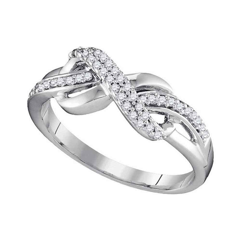 10k White Gold Womens Round Diamond Infinity Fashion Ring 1/5 Cttw