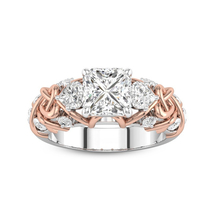 Princess Cut Engagement Ring In Two Tone With Rose Gold Love Knot Vintage Rings - £109.00 GBP