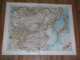 1911 Original Antique Map Of China Korea Japan Beijing Shanghai Kiautschou Asia - £30.01 GBP