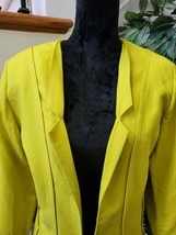 Ashley Stewart Women&#39;s Yellow Cotton &amp; Linen Long Sleeve Open Front Blazer 14W - £29.72 GBP