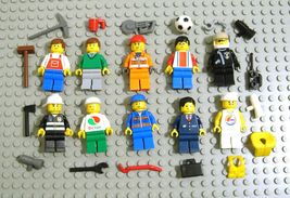 LEGO 10 Minifigure Lot City, Fireman, Mechanic, Business Man with Access... - $21.95