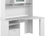 Bush Furniture Cabot 60W Corner Desk With Hutch In White - $817.99