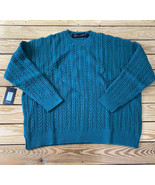 parrish LA NWT $185 Men’s pullover cable knit sweater Size L green g6 - £62.35 GBP