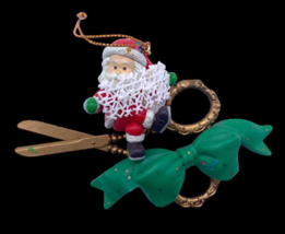 Vintage Christmas Ornament Santa Claus Scissors Sewing Quilter Trevco Tr... - $13.47