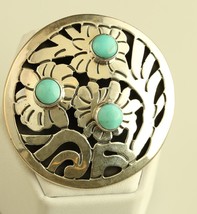 Dominique Dinouart DDD Mexico Sterling Silver Turquoise FLOWER CHARIOT pendant - £75.16 GBP