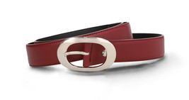 Womens vegan belt wine apple skin fashion elegant curved buckle slim squ... - $60.62