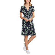 Matty M Womens Wrap Front Short Sleeve Dress Size Medium Color Navy - £44.58 GBP