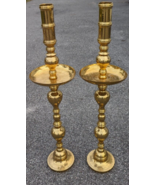 Etched Brass Altar Candle Holder Large Pair Moorish Pillar Candlesticks ... - £253.30 GBP