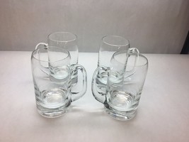 VINTAGE Set of 4 BLOWN Glass BEER Steins PLAIN Design THICK Base Curved TOP - $54.85