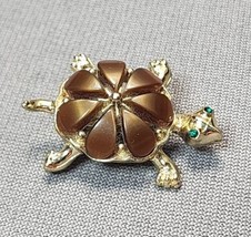 Vintage Gold-tone Turtle Tortoise Brooch Animal Pin 1.5&quot; Estate Costume Jewelry - £17.46 GBP