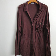 James Perse Shirt XL Red Cotton Collar Long Sleeve Jersey Button Down Relax Top - £36.17 GBP
