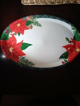 Christmas/Holiday Poinsettia Large Oval Plastic Platter(Red/Green)New-SHIP 24HRS - £8.52 GBP