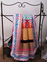 Quilt Lap Throw Blanket Reversible Retro Bohemian Style Printed with Flo... - £40.94 GBP