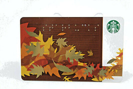 Starbucks Coffee 2011 Gift Card Leaves Fall Brown Gold Braille Zero Balance  - £8.64 GBP