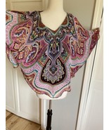 Vintage Sheer Boho Hippy Butterfly  Chiffon Cape Top Blouse  w Cami Judy... - $922.02 MXN