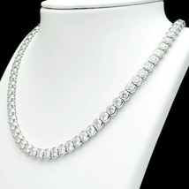 45 Ct Round Cut Real Moissanite Tennis Necklace 14k White Gold Plated Women&#39;s - $872.66