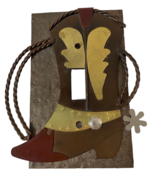 Western Wall Switch Plate Cover Single Metal Cowboy Boot Home Decor Boys... - $37.65 CAD