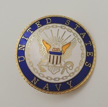 United States US Navy Logo Crest Lapel Pin Large 1.5&quot; Round Pin Royal Blue - £19.35 GBP