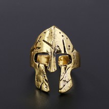 Retro Punk Spartan Warrior Mask Mens Rings for Vintage Classic Male Warrior Helm - £10.75 GBP