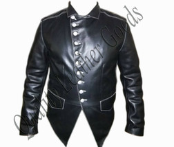 Handmade Genuine Mens Military Style Premium Leather leder Steampunk Jacket - £120.79 GBP