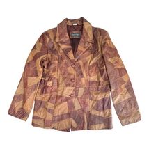 Donna Lepure Jacket Womens 3X Patchwork Leather Blazer Coat Button Vintage - $104.49