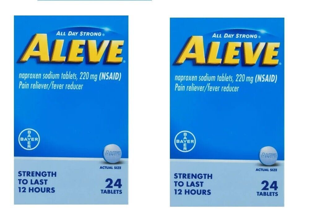 Aleve All Day Strong Naproxen Sodium 24 Tablets, 220 mg Exp 09/2024 Pack of 2 - $14.84