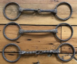 Set Lot 3 Vtg Primitive Antique Distressed Rustic Virginia Farm Horse Bi... - £148.94 GBP