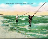 Surf Casting Fishing Wrightsville Beach NC North Carolina UNP Postcard - £34.14 GBP