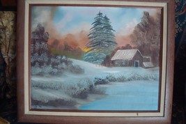 Oil on Canvas snow landscape, Modernism, signed SAM, framed 24&quot;[8] - $50.95