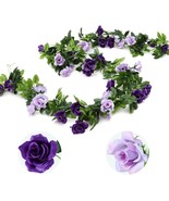 Artificial Purple Rose Flower Garland From Veryhome, 3 Pcs. 23 Point 7 F... - $31.94