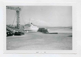 Mediterrania Dock and Ship Black &amp; White Photo 1962 - £11.03 GBP