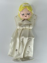 VTG Large Sleeping Angel White Satin Christmas Doll Ornament MCM Japan 10 inches - £39.07 GBP