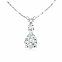 Lab-Grown Diamond Teardrop Pendant Necklace with Lab Diamond Accent in 14k Gold - £1,419.96 GBP