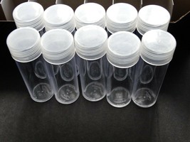 Lot of 10 BCW Dime Round Clear Plastic Coin Storage Tubes w/ Screw On Caps - £10.16 GBP