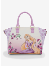 Loungefly Disney Tangled Rapunzel &amp; Pascal Purple Flower Satchel Bag - £51.95 GBP