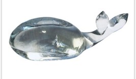 VTG Pressed Clear Glass Whale Paperweight Figurine  Art Handmade Unique - $14.10