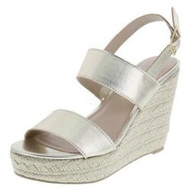 Womens Sandals Montego Bay Gold Espadrille Wedge Platform Shoes-size 10 - £20.89 GBP