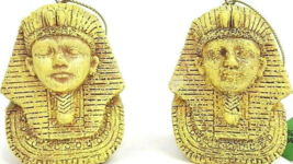 Egyptian Ancient Pharaoh Heads World Market Set Of 2 Sandstone Look Resin NWT - £12.56 GBP