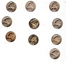 Jefferson Nickels lot of 11 Assorted dates(1939 - 1958) - $9.00