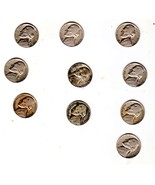 Jefferson Nickels lot of 11 Assorted dates(1939 - 1958) - £6.76 GBP