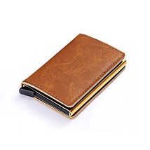   Leather Mini Pop Up  Wallet for Men Money Bag Slim Card Holder Magic Wallet Sh - £18.88 GBP