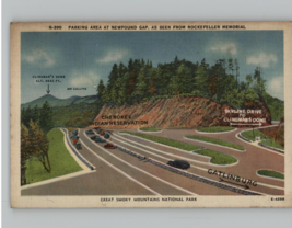 Parking Area At Newfound Gap - Great Smokey Mnts - 1930&#39;s Postcard - $4.74