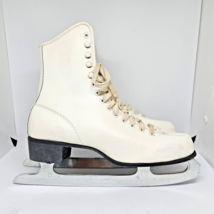 Vintage Women’s White Ice Skates Size 8 Made In W Germany Sabre Blades - £23.94 GBP