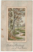 Vintage Postcard Birthday Greetings Creek Trees The Roadside Brook - £5.50 GBP