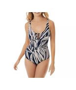 Dreamsuit Miracle Brands Tropical Keyhole One Piece Blue Gray Swimsuit Sz 8 - $29.64