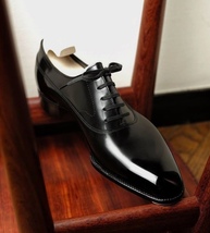 Men&#39;s Handmade Black Leather Office formal Lace Up Shoes - £112.83 GBP
