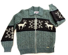 Steffnes Sport Green Winter Nordic Design Cardigan Zip Sweater Womens Si... - £48.06 GBP